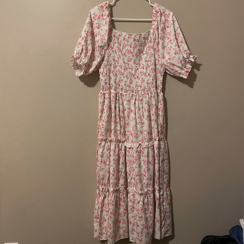 Cottage Core Square Neck Midi Dress